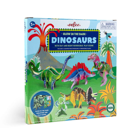 Eeboo - Glow in The Dark Dinosaur Building Set