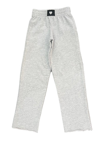 Prince Peter - Wide Leg Pant With Heart Patch  - Heather Grey