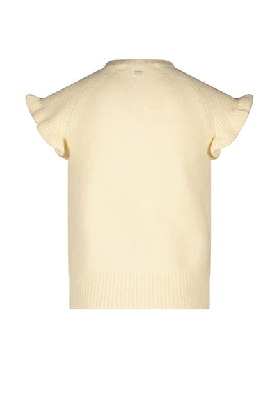 Le Chic - Olga Pearled Ivory Flutter Sleeve Sweater