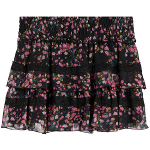 Flowers by Zoe - Black/Hot Pink Smocked Floral Skirt