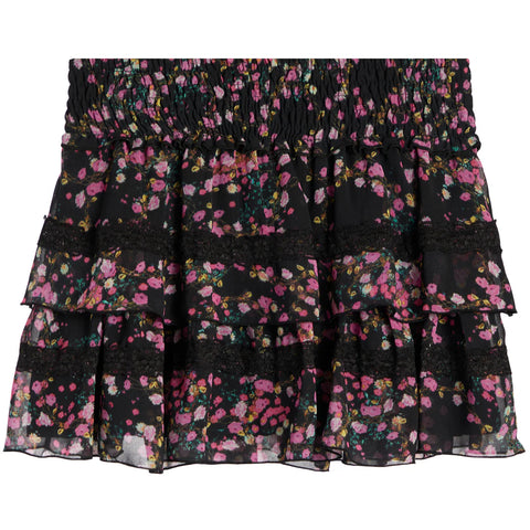 Flowers by Zoe - Black/Hot Pink Smocked Floral Skirt