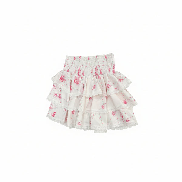 Theme - Gemma Vintage Romantic Rose Satin Mini Skirt