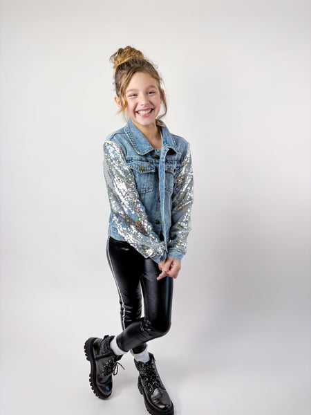 Lover Patched Sequins Denim Jacket
