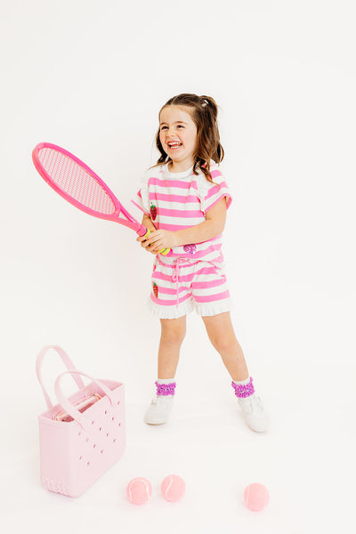 Pink Stripe Strawberry Terry Set