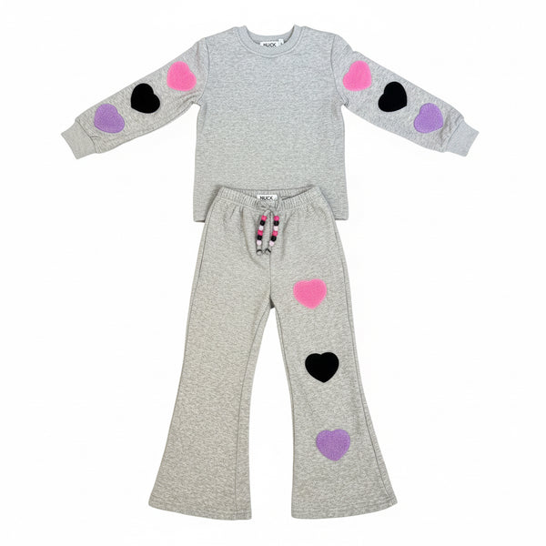 Rock Candy - Heather Grey Heart Flare Sweatpant