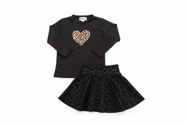 Dori Creations - Pleather Black Leopard Tonal Skater Skort
