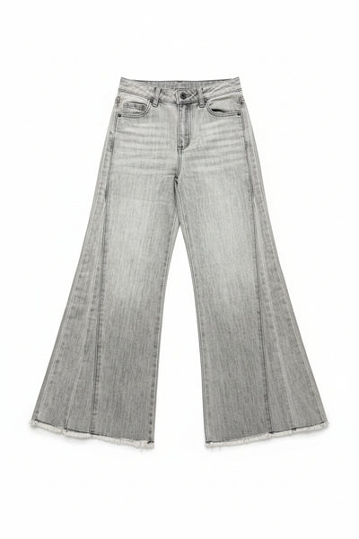 Tractr - Side Paneled Seam Wide Leg With Fray Hem