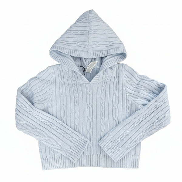 Parfum de Fit- Blue Frost Cable Knit Cropped Hoodie