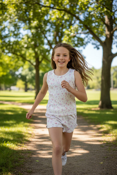 Dori Creations - Pink/Blue Floral Pointelle Shorts