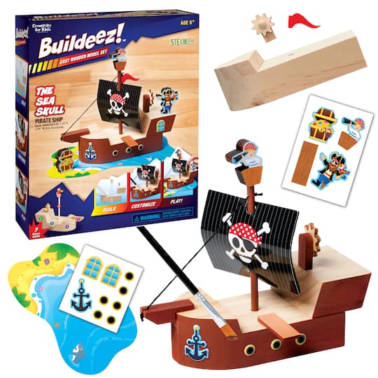 Faber-Castell - Creativity for Kids® Buildeez!™ The Sea Skull Pirate Ship Wooden Model Set