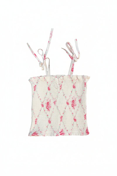 Theme - Georgia Vintage Romantic Rose Satin Smocked Top