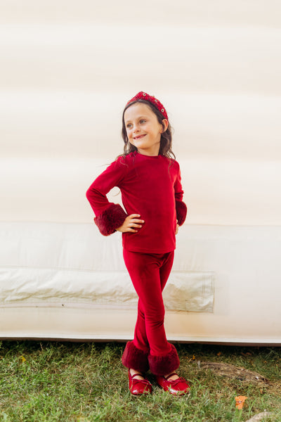 Red Velour Fur Cuffed Set (PREORDER)