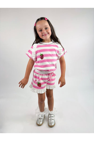 Pink Stripe Strawberry Terry Set