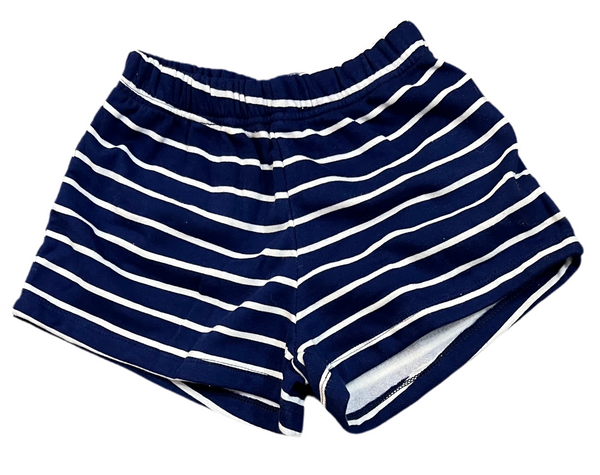 Flowers by Zoe - Navy/White Fleece Striped Shorts