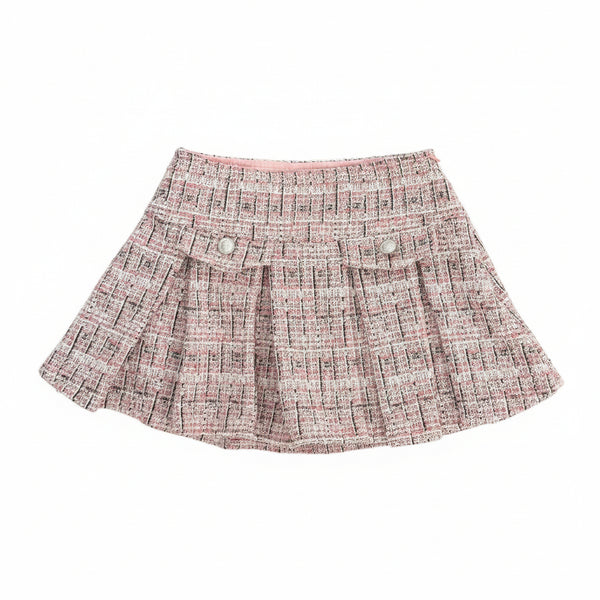 Flowers by Zoe -Pleated Tweed Skort with Button Detail