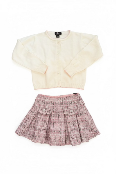 Flowers by Zoe -White Cardigan with Pink Trim