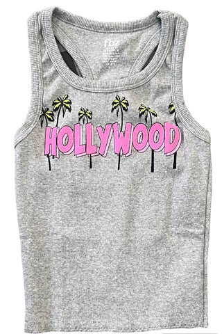 Flowers by Zoe - Hollywood Grey Ribbed Tank