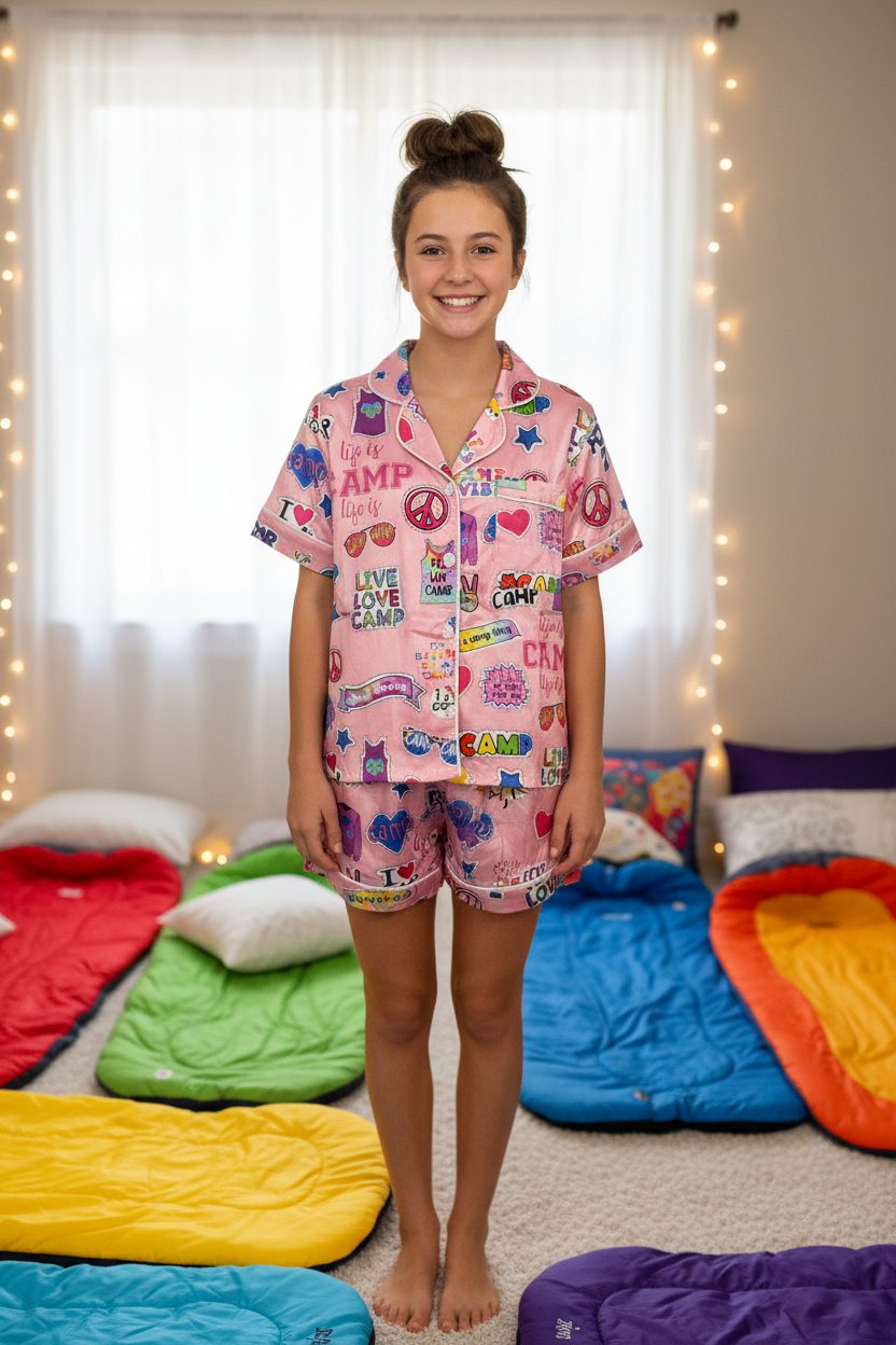 Tweenstyle by Stoopher - Camp Collage Silky Loungewear Set