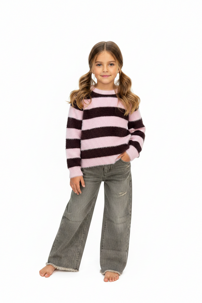 Babyface - Faded Grey Wide Leg Frayed Jeans