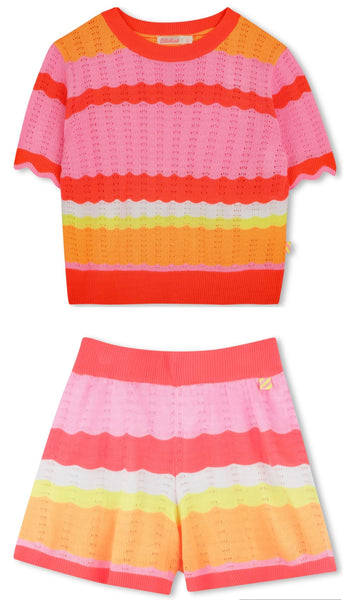 Billieblush - Short Sleeve Striped Knit Top