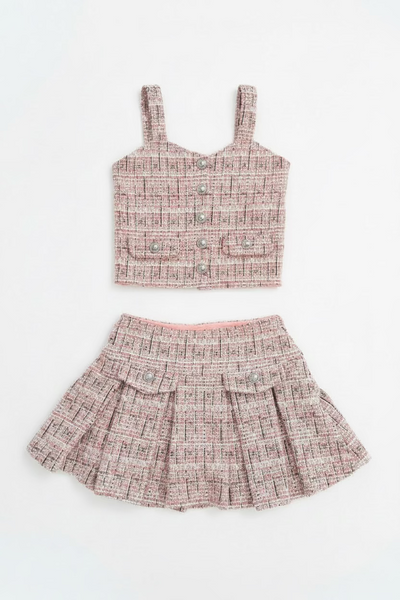 Flowers by Zoe - Cropped Tweed Tank With Button Detail