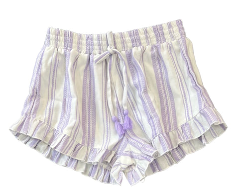 Flowers by Zoe - Lavender Stripe Woven Ruffle Shorts