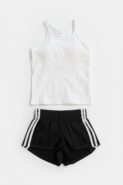 Suzette - Rib Tank With Built-in Shelf Bra-White