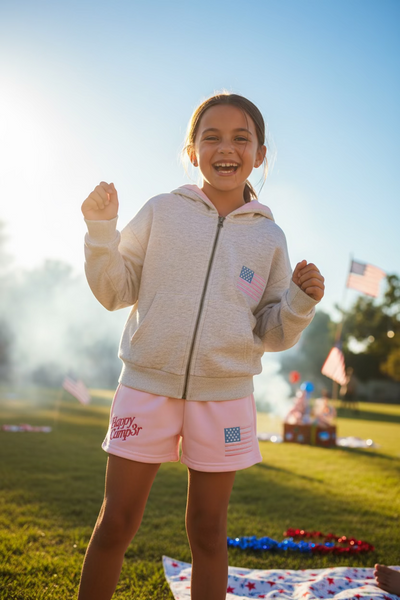 Happy Camp3r - American Flag Zip Hoodie