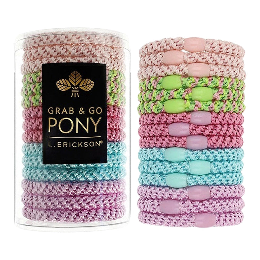 France Luxe - Grab & Go Pony Tube, 15 Hair Ties Cabana