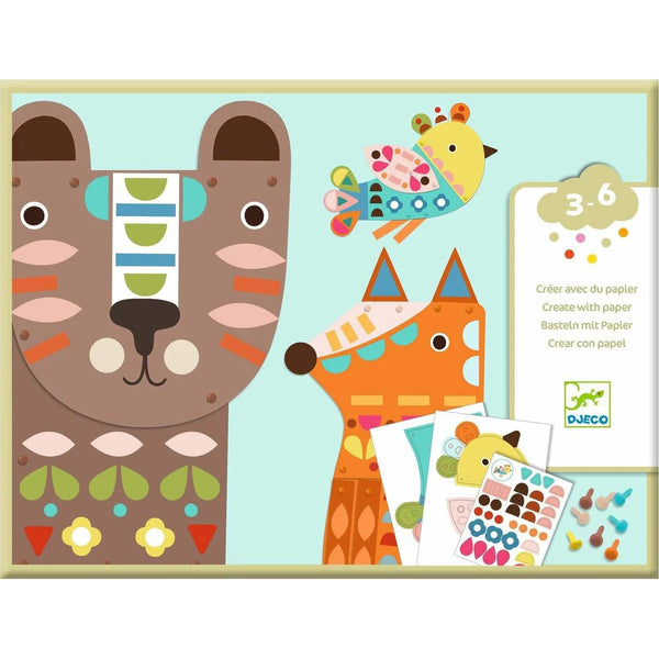 Djeco - Petit Gifts 3 Giant Animals Collage Activity