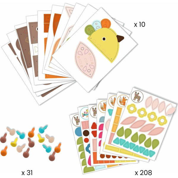 Djeco - Petit Gifts 3 Giant Animals Collage Activity