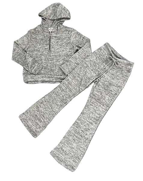 SLS Apparel - Flare Drawstring Pants - Heather Grey