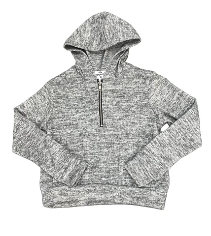 SLS Apparel - Quarter Zip Hooded Top - Heather Grey
