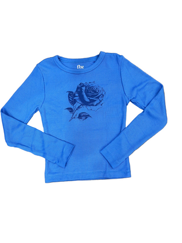 Flowers by Zoe - Blue Thermal with Rose Print