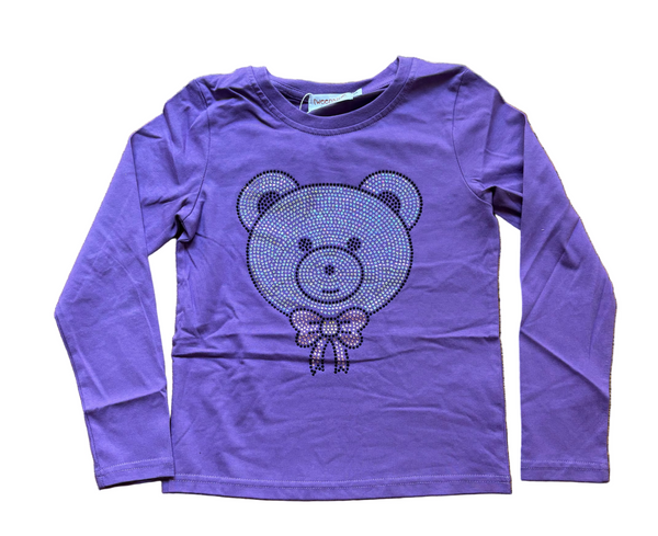 Sparkle by Stoopher - Purple Long Sleeve Tee - Rhinestone Bear