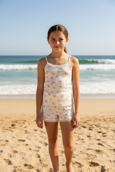 Flowers by Zoe - Pointelle  Floral Ribbed Tank