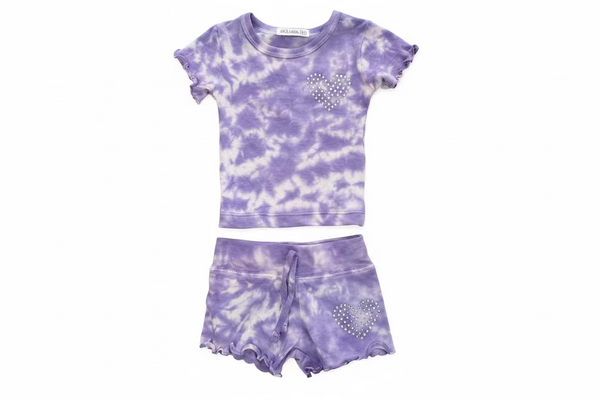 Mish - Lilac Tie Dye Rhinestone Shorts Set