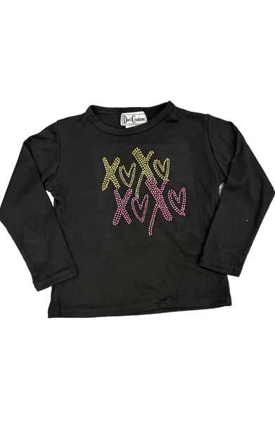 Dori Creations - Black Rib XOXO Long Sleeve Top