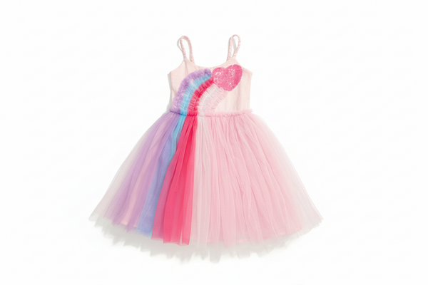 Haven Girl - Rainbow Heart Tulle Dress