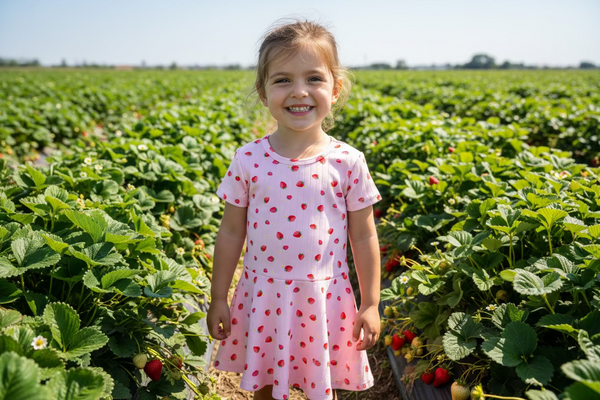 Dori Creations - Strawberry Pointelle Dress with Daisies