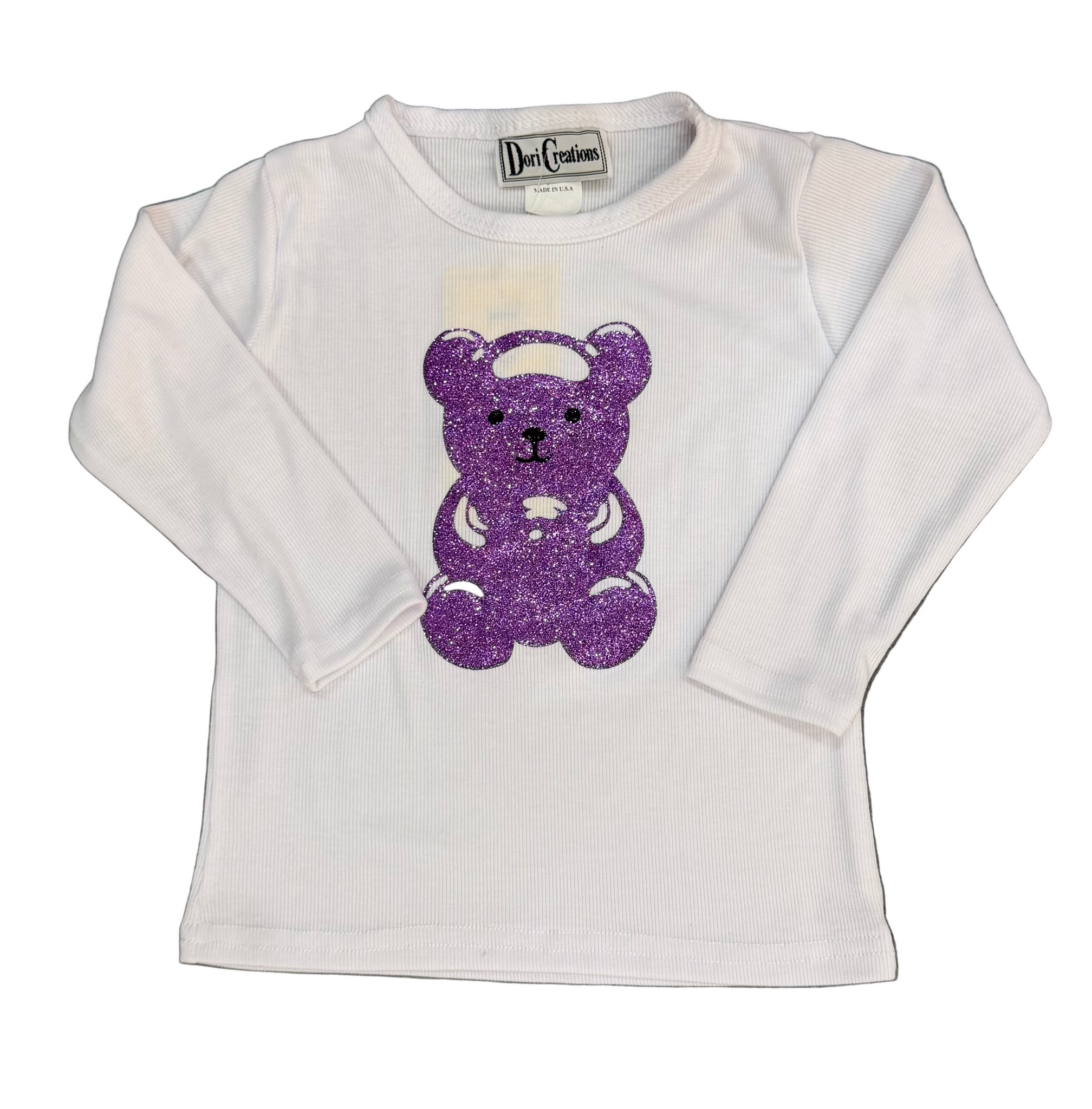 Dori Creations - Glitter Bear Ribbed Long Sleeve Tee