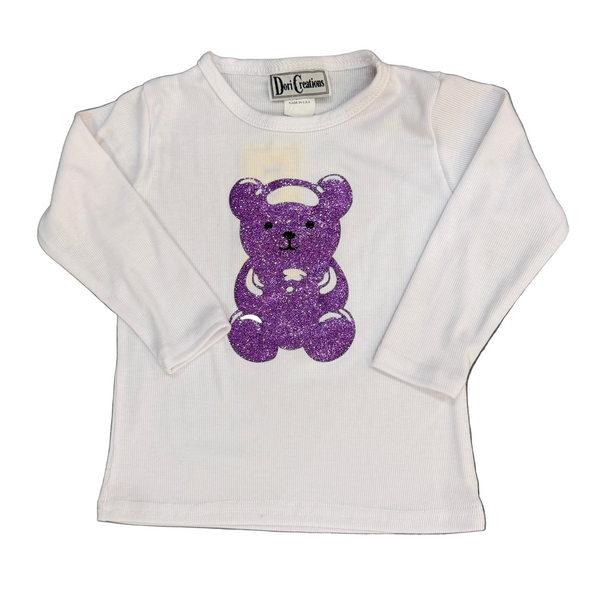 Dori Creations - Glitter Bear Ribbed Long Sleeve Tee