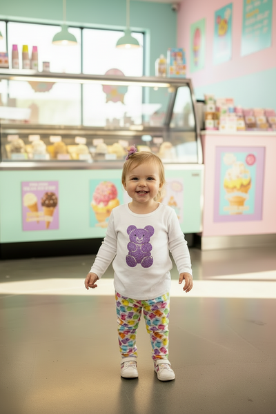 Dori Creations - Glitter Bear Ribbed Long Sleeve Tee