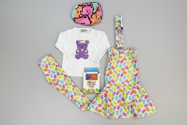 Dori Creations - Glitter Bear Ribbed Long Sleeve Tee