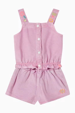 Billieblush -Lilac Denim Top and Shorts with Embroidery