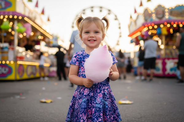 Dori Creations - Blue Smile Short Sleeve Skater Dress