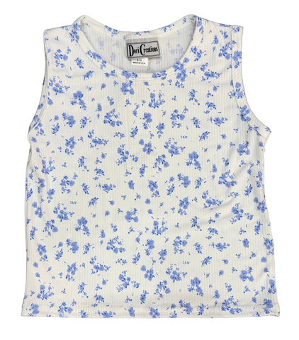 Dori Creations - Blue Rib Floral Tank Top