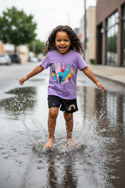 Dori Creations Mesh Shorts with Rainbow Decal