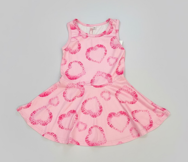 Sofi -  Pink Hearts Skater Dress