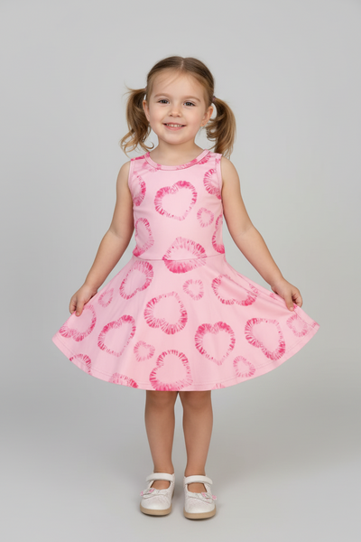 Sofi -  Pink Hearts Skater Dress